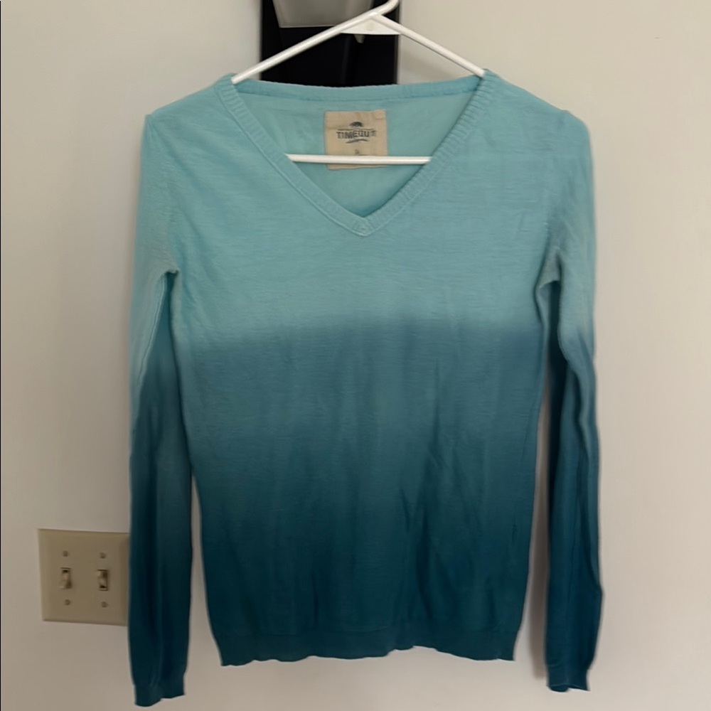 Teal Ombre V-Neck Sweater